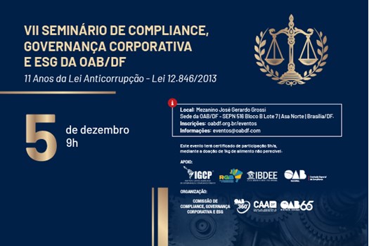 OAB-DF e CFOAB promovem seminário sobre 11 anos da Lei Anticorrupção