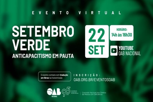 OAB promove seminário gratuito sobre direitos da pessoa com deficiência no Setembro Verde